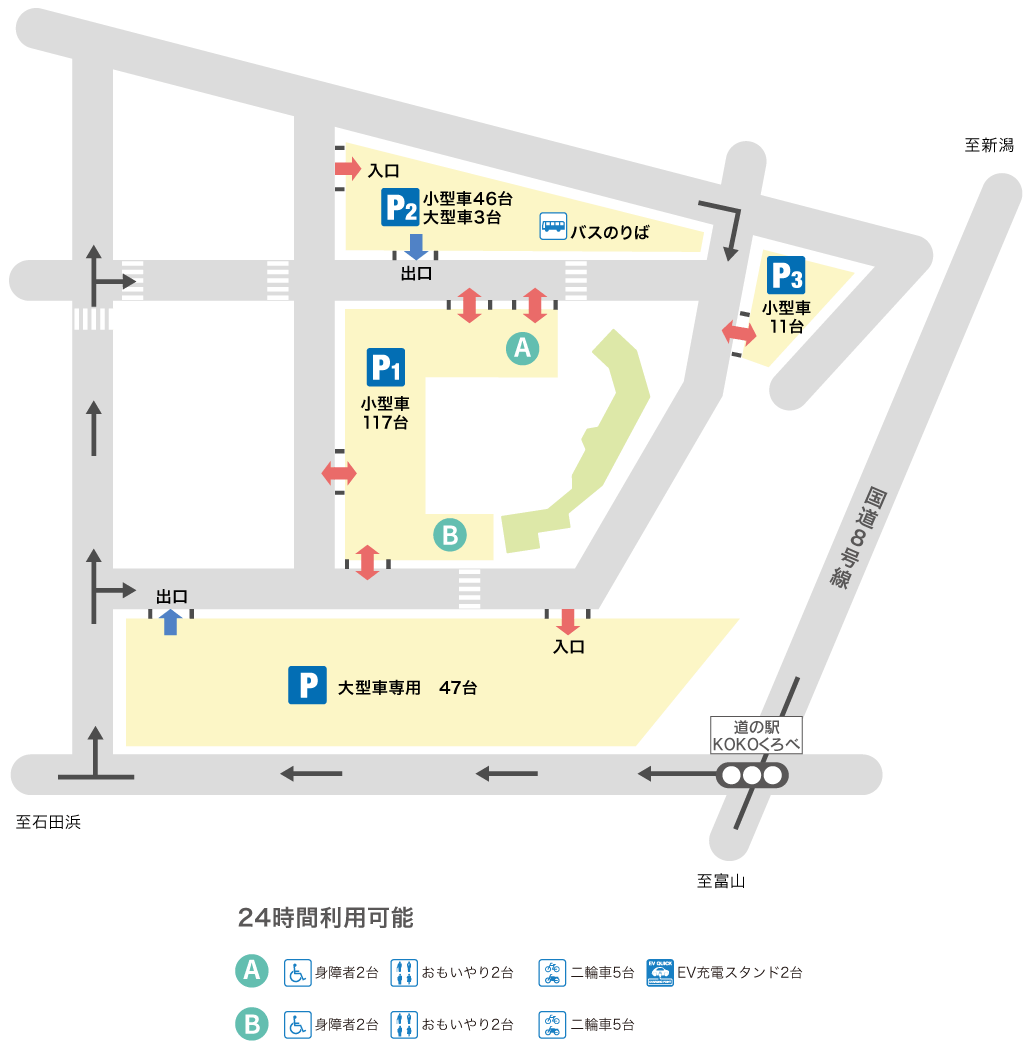 道の駅KOKOくろべ 駐車場案内