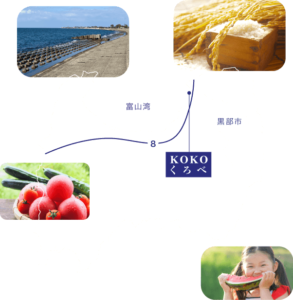KOKOくろべは富山県黒部市にあります。